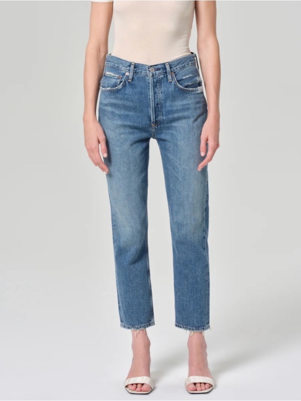 Agolde Riley High-Rise Straight Crop Jeans — Blue Wash - Picture 2 of 11
